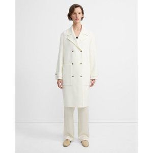 "Theory" Double-breasted Ivory Coat - Size P